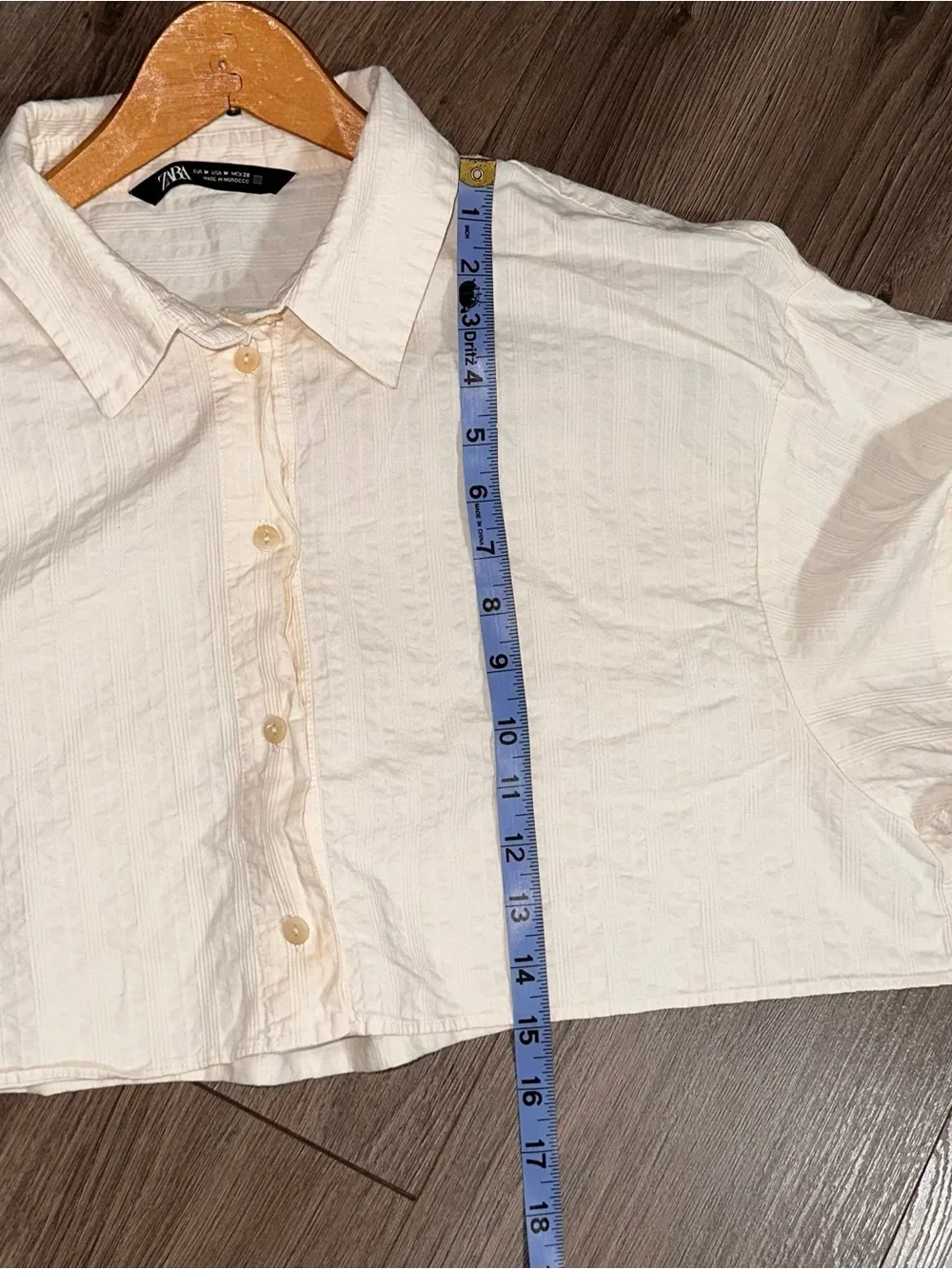 Zara Cream Cropped Boxy Button-Down Top - Picture 6 of 6